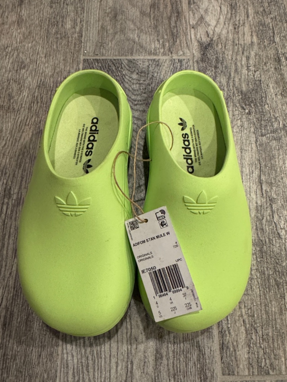 adidas women  Foam Slip-On Mules in Neon Lime